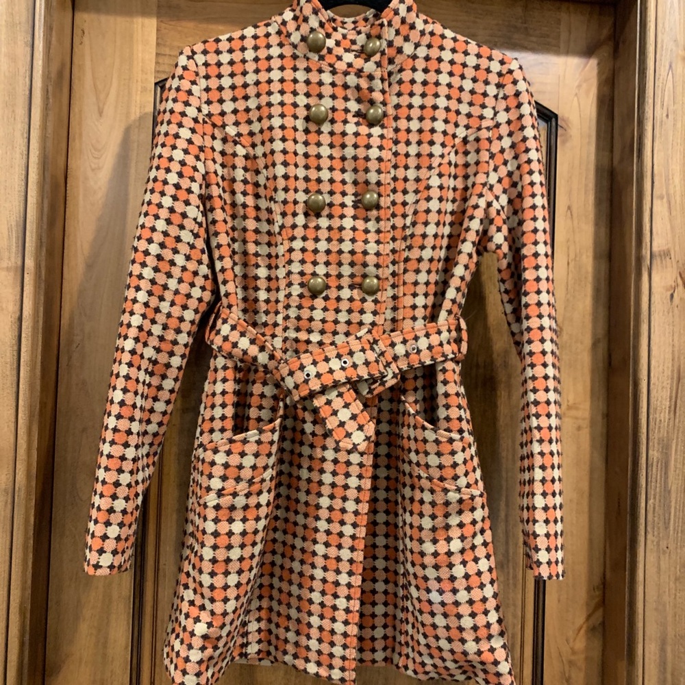 Vintage Women’s Orange and Brown 70s Jacket Small